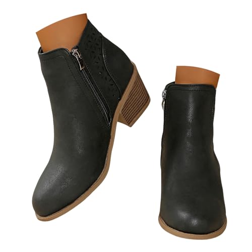 Xbemkste Stiefel Damen mit Absatz Chelsea Boots Bequemer Ankle Boots High Heels Plateau Damenstiefel Vintage Knöchelstiefel Classic Frauen Casual Style Stiefel (43) von Xbemkste