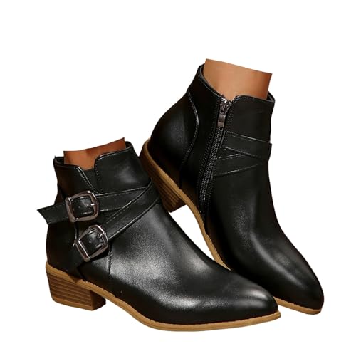 Xbemkste Stiefeletten Damen Ankle Boots mit Absatz Wildleder Elegant Kurzschaft Boots Bequeme Gefüttert Damenstiefel Klassische Frauen Lässige Styleboots Knöchelstiefel (38.5) von Xbemkste