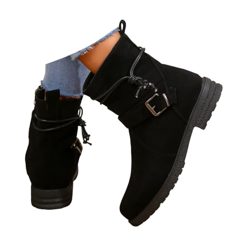 Xbemkste Stiefeletten Damen Wildleder Cowboystiefel mit Reißverschluss Westernstiefel Halbstiefel Mittelhoch Stiefel Bequemer Kurzstiefel Ankle Boots Übergangsstiefel (40.5) von Xbemkste