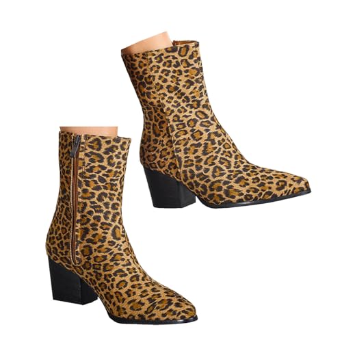 Xbemkste Stiefeletten Damen mit Absatz Spitze Zehe seitlicher Reißverschluss Elegant Kurzschaft Boots Knöchelstiefel Ankle Boots Kurz Damenstiefel Übergangsstiefel (40) von Xbemkste