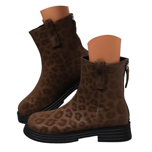 Xbemkste Stiefeletten Damen mit Plateau Elegant Knöchelstiefel mit Reißverschluss Kurzschaft Boots Halbschaft Stiefel Damenstiefel Ankle Stiefel Halbstiefel Übergangsstiefel (Brown, 37) von Xbemkste