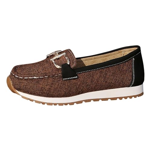 Xbemkste Turnschuhe Damen Frühling Schuhe Bootsschuhe Mode Leichte Slipper Damen Stoffschuhe Slip On Freizeitschuhe bequem Walkingschuhe (Brown, 40.5) von Xbemkste