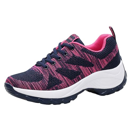 Xbemkste Turnschuhe Damen Stützschuhe Schuhe Damen Sneaker Slip in Straßenlaufschuhe Outdoor Fitnessschuhe Leichte Sportschuhe Atmungsaktive Laufschuhe (Blue, 38.5) von Xbemkste