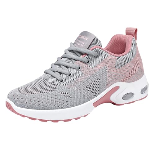 Xbemkste Turnschuhe Damen gepolsterter Sohle, Laufschuhe, leichte Tennis- Wanderschuhe Mesh, atmungsaktiv,die Arbeit, modische Sneakers, sportlich, bequem, lässig Plateau-Sneaker (Grey, 40) von Xbemkste