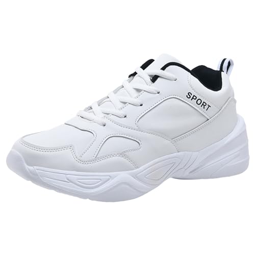 Xbemkste Turnschuhe Damen modisches Muster, einfache einfarbige Paar Stil, Flacher Boden, Dicke Sohle, leichte, Bequeme Freizeitschuhe Retro Sneaker Damen (White, 43) von Xbemkste