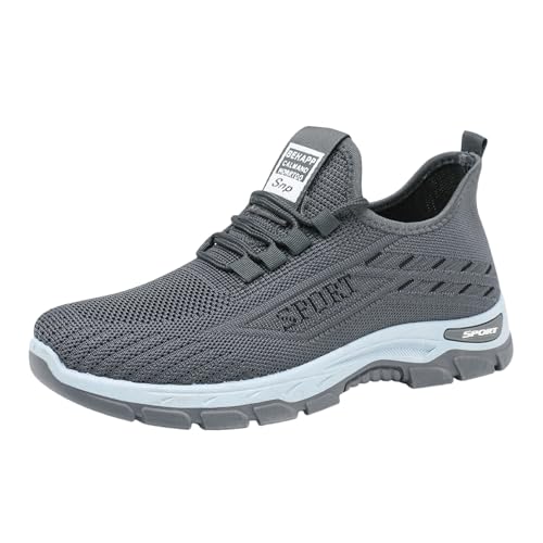 Xbemkste Turnschuhe Herren Freizeitschuhe Slip On Atmungsaktive Mode Flache Freizeitschuhe Walking Sneakers Laufschuhe Herren schwarz (Grey, 40) von Xbemkste