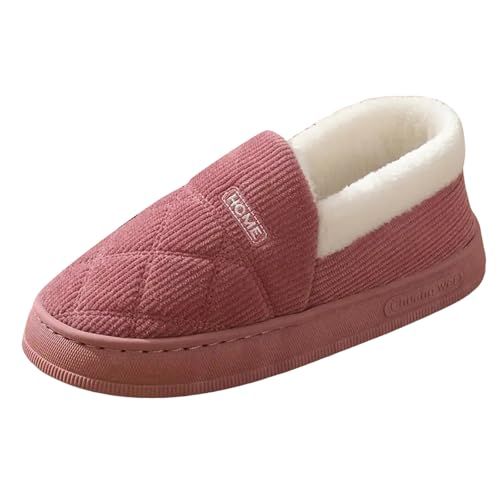 Xbemkste Warme Hausschuhe Damen Gemütliche Pantoffeln mit Fleecefutter Geschlossene Rückseite Bequeme Indoor Slipper Winter Hausschuhe mit Rutschfester Sohle Baumwolleschuhe (39) von Xbemkste