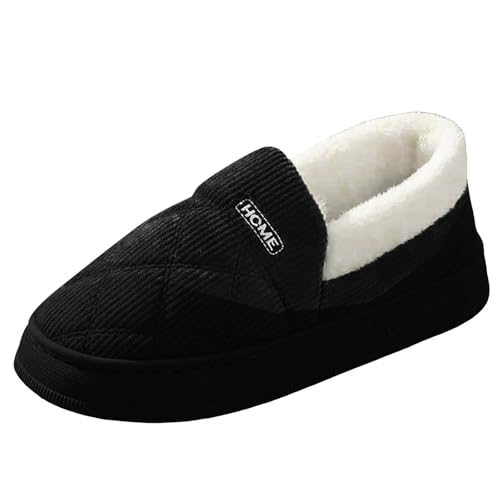 Xbemkste Warme Hausschuhe Damen Gemütliche Pantoffeln mit Fleecefutter Geschlossene Rückseite Bequeme Indoor Slipper Winter Hausschuhe mit Rutschfester Sohle Baumwolleschuhe (40.5) von Xbemkste
