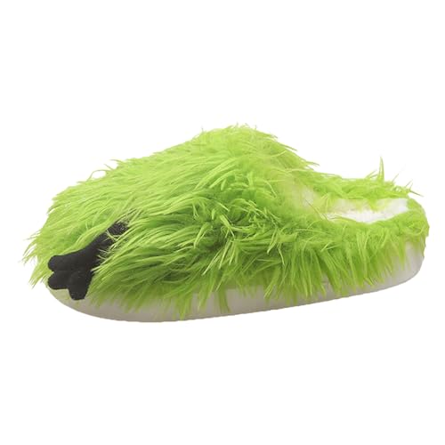 Xbemkste Warme Hausschuhe Damen Lustige Tiere Pantoffeln Winter Gemütliche Plüsch Rutschfeste Indoor Slippers Weiches Flauschige Hausslippers Bequeme Fell Plüschschuhe (Green, 37.5) von Xbemkste