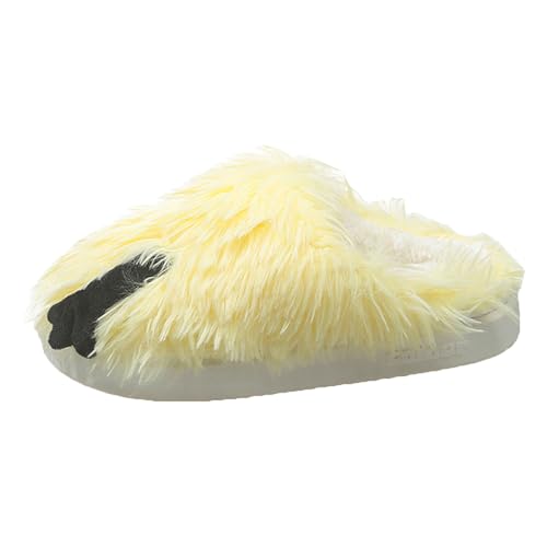 Xbemkste Warme Hausschuhe Damen Lustige Tiere Pantoffeln Winter Gemütliche Plüsch Rutschfeste Indoor Slippers Weiches Flauschige Hausslippers Bequeme Fell Plüschschuhe (Yellow, 37.5) von Xbemkste