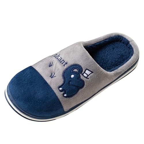 Xbemkste Warme Hausschuhe Damen Plüsch Pantoffeln Winter Bequeme Baumwollruhrschuhe Weiches Rutschfeste Weite Leicht Cartoon Slippers Gefüttert Memory Foam Hauspantoffeln (Blue, 41) von Xbemkste