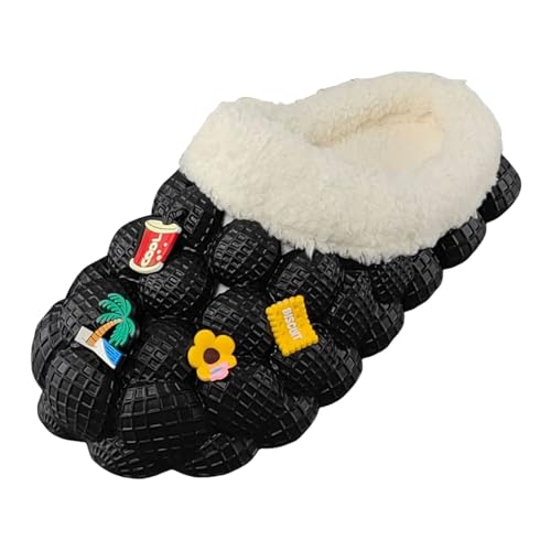 Xbemkste Warme Hausschuhe Damen Winter Clogs Bequeme rutschfeste Pantoffeln Plüsch Slider Weiche Winterschuhe Gartenschuhe Gemütlich Wohnschuhe für Drinnen Draußen (42) von Xbemkste
