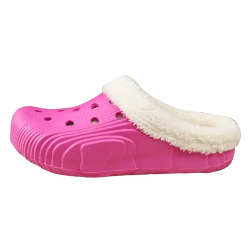 Xbemkste Warme Hausschuhe Damen Winter Clogs Gefüttert Gartenschuhe Plüsch Pantoffeln Bequem Wasserdichte Rutschfeste Gartenclogs mit Fleecefutter für Drinnen Draußen (36) von Xbemkste