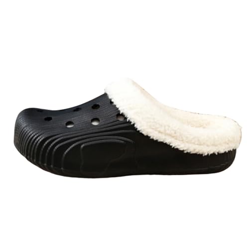 Xbemkste Warme Hausschuhe Damen Winter Clogs Gefüttert Gartenschuhe Plüsch Pantoffeln Bequem Wasserdichte Rutschfeste Gartenclogs mit Fleecefutter für Drinnen Draußen (36) von Xbemkste