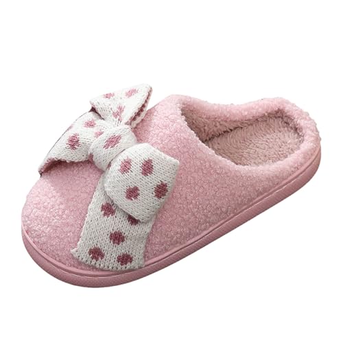 Xbemkste Warme Hausschuhe Damen Winter Gemütliche Pantoffeln mit Schleife Niedliche Hauspantoffeln Flauschige Slippers Kuschelige Schlappen Fuzzy Pelz Wohnschuhe (E, 39) von Xbemkste