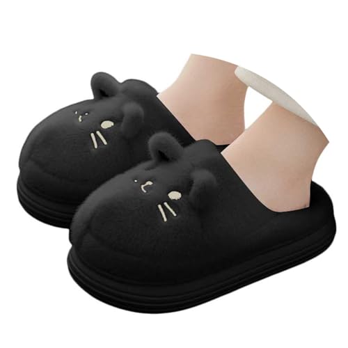 Xbemkste Warme Hausschuhe Damen Winter Plüsch Pantoffeln Niedliche Flauschige Katze Slipper Tierhaus-Hausschuhe Weiches Gemütlich Wonens Plüschschuhe Baumwolleschuhe (36) von Xbemkste