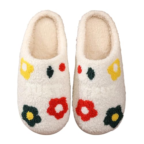 Xbemkste Warme Hausschuhe Damen Winter Süße Lustig Plüsch Pantoffeln Flauschige Weiches Slipper Fuzzy Pelz Wohnschuhe Gemütlich Antirutsch Filzpantoffeln für Outdoor/Indoor (C, 37.5) von Xbemkste