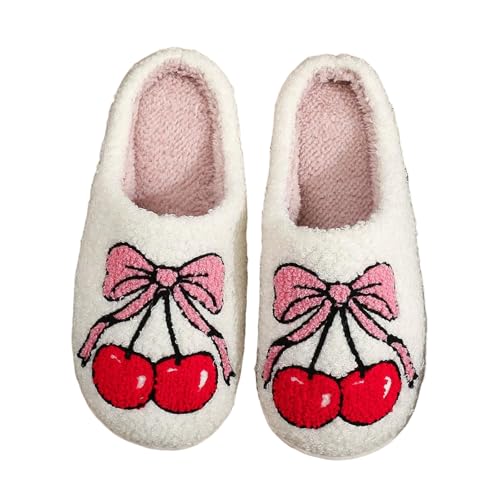 Xbemkste Warme Hausschuhe Damen Winter Süße Lustig Plüsch Pantoffeln Flauschige Weiches Slipper Fuzzy Pelz Wohnschuhe Gemütlich Antirutsch Filzpantoffeln für Outdoor/Indoor (D, 40.5) von Xbemkste