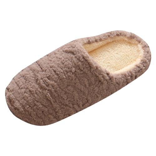 Xbemkste Warme Hausschuhe Damen mit Memory Foam und Plüsch rutschfeste Pantoffeln Winter Home Slippers Women Weiches Kuschelig Bodenpantoffel Gästehausschuhe für den Innenbereich (Coffee, 41) von Xbemkste