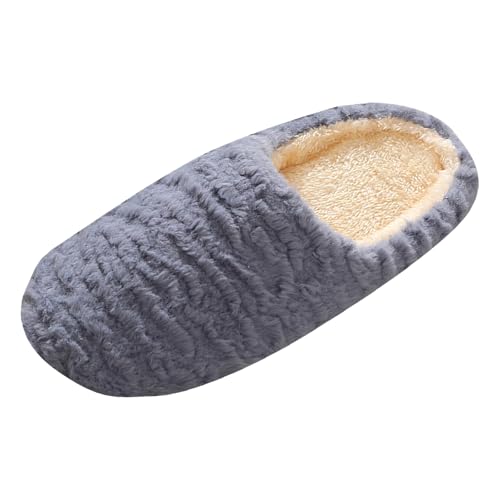 Xbemkste Warme Hausschuhe Damen mit Memory Foam und Plüsch rutschfeste Pantoffeln Winter Home Slippers Women Weiches Kuschelig Bodenpantoffel Gästehausschuhe für den Innenbereich (Grey, 40) von Xbemkste