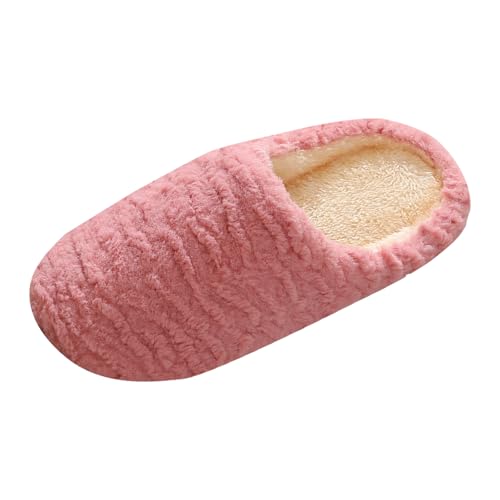 Xbemkste Warme Hausschuhe Damen mit Memory Foam und Plüsch rutschfeste Pantoffeln Winter Home Slippers Women Weiches Kuschelig Bodenpantoffel Gästehausschuhe für den Innenbereich (Red, 38.5) von Xbemkste