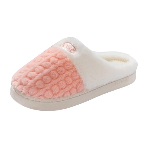 Xbemkste Winter Hausschuhe Damen Gefüttert Pantoffeln Warm Slippers Memory Foam Plüsch Slipper Kuschelig Flauschige Offene Fersen Hauspantoffeln Bequeme Wohnschuhe (38.5) von Xbemkste