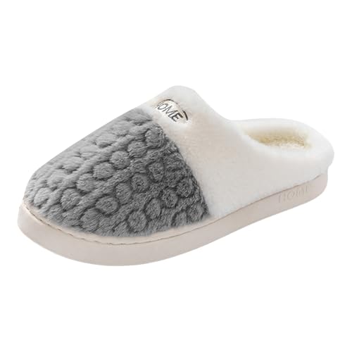 Xbemkste Winter Hausschuhe Damen Gefüttert Pantoffeln Warm Slippers Memory Foam Plüsch Slipper Kuschelig Flauschige Offene Fersen Hauspantoffeln Bequeme Wohnschuhe (Grey, 40) von Xbemkste