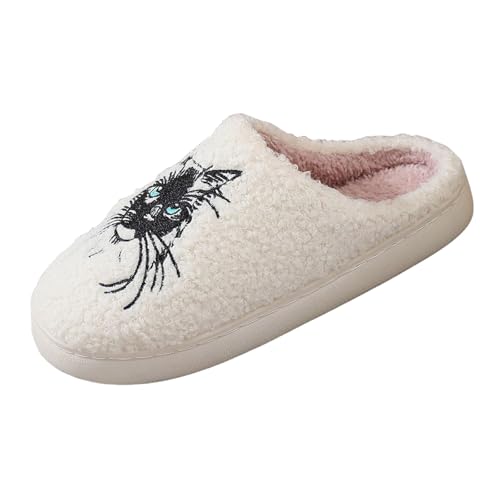 Xbemkste Winter Hausschuhe Damen Herren Warme Plüsch Pantoffeln Gemütliche Memory Foam Cartoon Tier Hausschuhe Fuzzy Pelz Slippers Flauschige Weiches Filzpantoffeln Indoor (C, 37.5) von Xbemkste