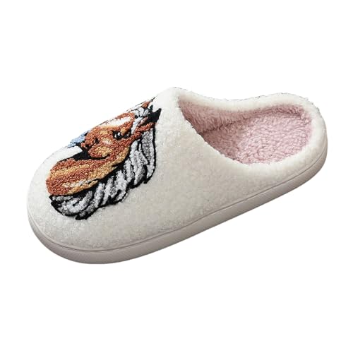 Xbemkste Winter Hausschuhe Damen Herren Warme Plüsch Pantoffeln Gemütliche Memory Foam Cartoon Tier Hausschuhe Fuzzy Pelz Slippers Flauschige Weiches Filzpantoffeln Indoor (D, 42) von Xbemkste