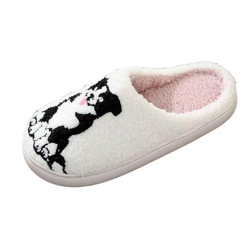 Xbemkste Winter Hausschuhe Damen Herren Warme Plüsch Pantoffeln Gemütliche Memory Foam Cartoon Tier Hausschuhe Fuzzy Pelz Slippers Flauschige Weiches Filzpantoffeln Indoor (F, 40.5) von Xbemkste
