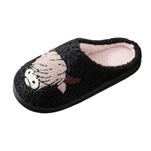 Xbemkste Winter Hausschuhe Damen Herren Warme Plüsch Pantoffeln Gemütliche Memory Foam Cartoon Tier Hausschuhe Fuzzy Pelz Slippers Flauschige Weiches Filzpantoffeln Indoor (J, 37.5) von Xbemkste