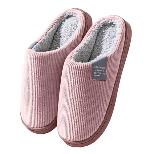 Xbemkste Winter Hausschuhe Damen Plüsch Pantoffeln Herren Filz Slippers Gemütliche Filzpantoffeln Verdicken Wärmende Baumwollhausschuhe Unisex Weiche Gästehausschuhe (39-39) von Xbemkste