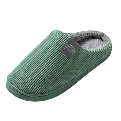 Xbemkste Winter Hausschuhe Damen Warme Plüsch Herren Pantoffeln Bequeme Leichte Slipper Weiche rutschfest Filzhausschuhe Memory Foam Haushaltsschuhe für den Innenbereich (Green, 39) von Xbemkste