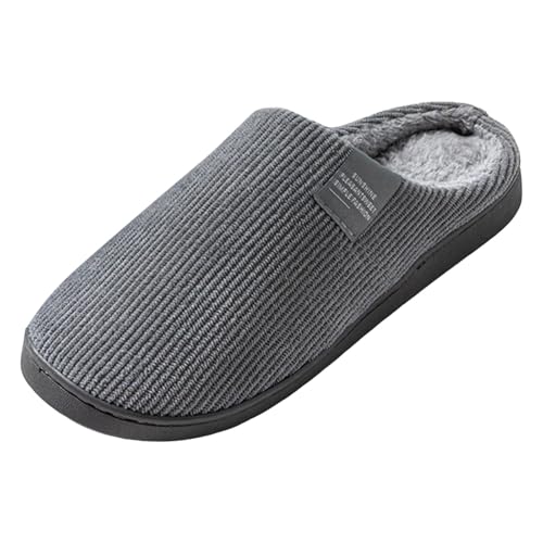Xbemkste Winter Hausschuhe Damen Warme Plüsch Herren Pantoffeln Bequeme Leichte Slipper Weiche rutschfest Filzhausschuhe Memory Foam Haushaltsschuhe für den Innenbereich (Grey, 40.5) von Xbemkste
