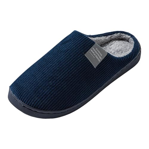 Xbemkste Winter Hausschuhe Damen Warme Plüsch Herren Pantoffeln Bequeme Leichte Slipper Weiche rutschfest Filzhausschuhe Memory Foam Haushaltsschuhe für den Innenbereich (Navy, 42) von Xbemkste