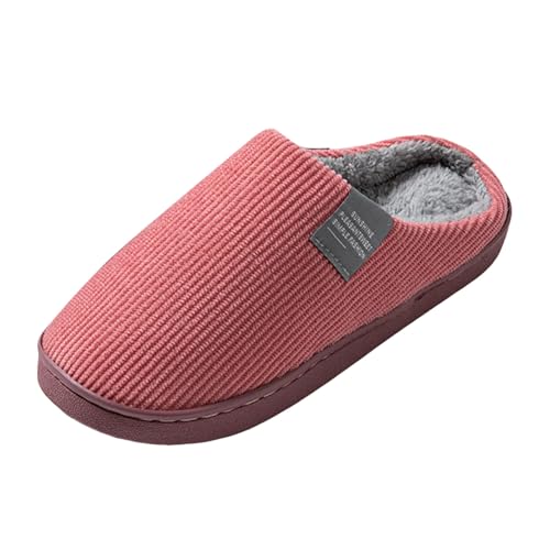 Xbemkste Winter Hausschuhe Damen Warme Plüsch Herren Pantoffeln Bequeme Leichte Slipper Weiche rutschfest Filzhausschuhe Memory Foam Haushaltsschuhe für den Innenbereich (Red, 36) von Xbemkste