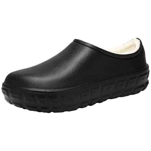 Xbemkste Winter Hausschuhe Damen mit Fleecefutter Clogs Warme Wasserdicht Pantoffeln Kuschelig Weiches Slipper Antirutsch Wohnschuhe Winterschuhe für Drinnen Draußen (38.5) von Xbemkste