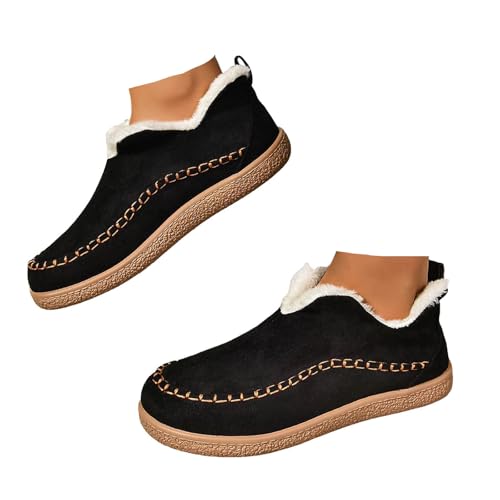 Xbemkste Winter Stiefeletten Damen Warm Gefüttert Hausschuhe Thermo Winterstiefel Knöchelstiefel Bequemer Winterschuhe Ankle Boots Kurzstiefel Für den Innen und Außenbereich (38) von Xbemkste