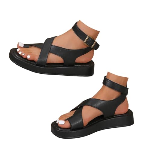 Xbemkste Zehensandalen mit Plateau Damen Hallux Valgus Big Toe Schuhe Orthopädische Sandalen Bequeme Rutschfeste Sandaletten Mit Verstellbarer Rieme (40) von Xbemkste