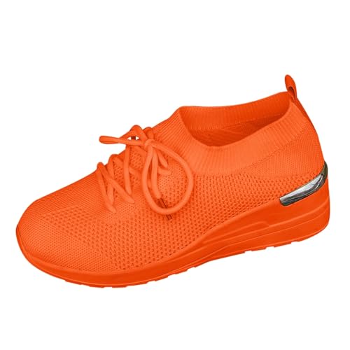 Xbemkste atmungsaktive Schuhe Damen Atmungsaktive Mode Für Studenten Jugendliche Hallenschuhe Damen (Orange, 40) von Xbemkste
