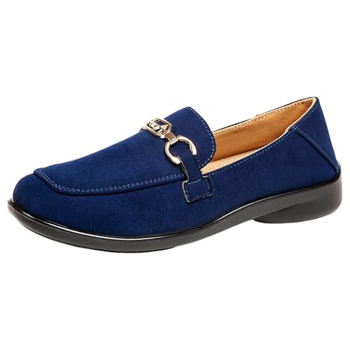 Xbemkste slipper damen leichte Mama-Schuhe für Frühling und Damen; Slip-Doodle-Schuhe mit weicher Sohle; Freizeitarbeit sneaker slipper damen (Blue, 37.5) von Xbemkste