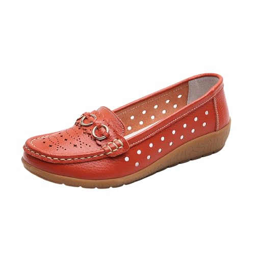 damen slipper für Damen, zum Hineinschlüpfen, bequeme flache Schuhe, zum im Freien, ausgehöhlte Schuhe damen schuhe schwarz elegant (Watermelon Red, 37.5) von Xbemkste