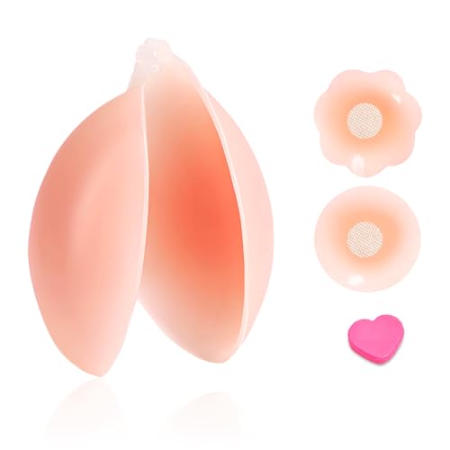 Xbessc Klebe BH Push Up, Trägerloser Rückenfrei BH Silikon Klebepads BHS, Unsichtbarer Wiederverwendbare Sticky Bra Selbstklebend Klebe-BHS mit 2 Paar Nippelpads für Party, Strand, Hochzeiten, Kleid von Xbessc
