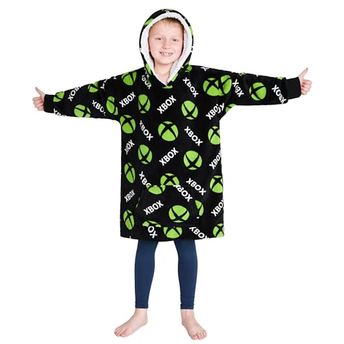 Xbox Hoodie Decke Jungen, Kuschelig Fleece Blanket Hoodie für Jungs und Teenager One Gamer Geschenk von Xbox