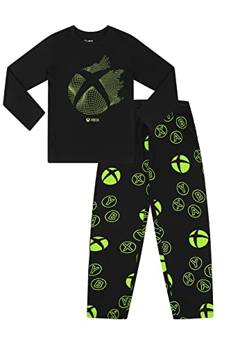 Xbox Offizielles Gaming-Pyjama-Set für Herren und Jungen, Schwarz, Schwarz , 12-13 Jahre von Xbox