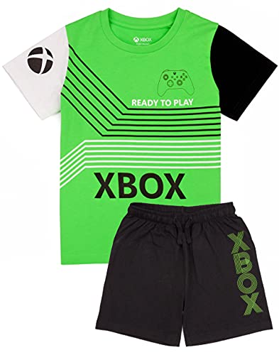 Xbox Pyjamas Jungen Grüne oder Schwarze Optionen Kinder Gamer T-Shirt Shorts PJs 8-9 Jahre von Xbox