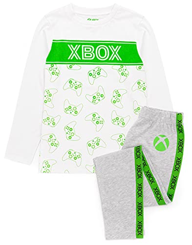 Xbox Pyjamas Mädchen Kinder Weiß Grau Langarm T-Shirt & Leggings PJS 8-9 Jahre von Xbox