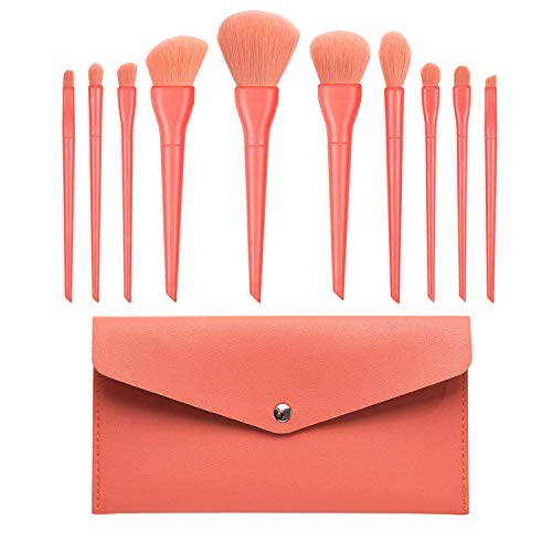 Xbsduih 10 StüCk Make Up Pinsel Set Lidschatten Blending Eyeliner Wimpern Brauen Pinsel Synthetisches Haar Makeup Pinsel Kit Rot von Xbsduih