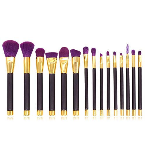 Xbsduih 15 StüCk Make-Up Pinsel Set Make-Up Pinsel Wimpern Lidschatten Augenbrauen Eyeliner Foundation Puder Rouge Pinsel Lila von Xbsduih