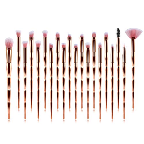 Xbsduih 20 Teilige Make-Up Pinsel Rose Gold Lidschatten Make-Up Pinsel Set mit Weichem Nylon Haar Gummi für Lidschatten von Xbsduih
